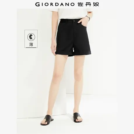 佐丹奴短裤女装弹力棉梭织翻边裤脚中腰薄休闲短裤 05404305商品大图