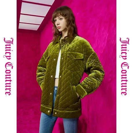 Juicy Couture橘滋春夏新款通勤繁华森林扣绗棉丝绒女式外套衣女图片