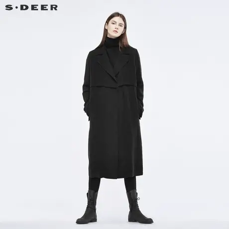 sdeer圣迪奥个性裁片设计袖袢装饰H廓形平驳领长外套S18461875图片