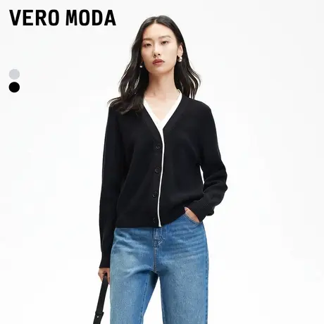 Vero Moda奥莱针织开衫女2025春秋新款假两件MIU风V领高智风毛衣商品大图