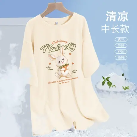 JR真维斯时尚中长款短袖t恤女白色纯棉宽松大码下半身失踪上衣潮商品大图