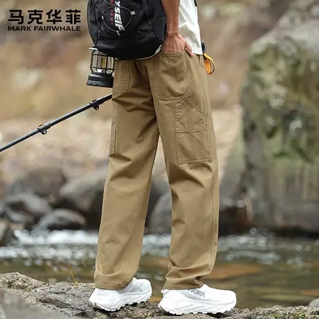 马克华菲纯棉工装裤子男夏季2025新款运动直筒宽松休闲裤男款薄X商品大图
