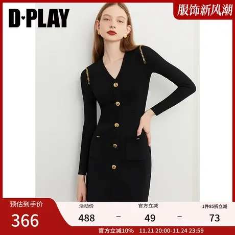 DPLAY黑色连衣裙针织连衣裙小香风连衣裙小黑裙显瘦包臀裙子女商品大图