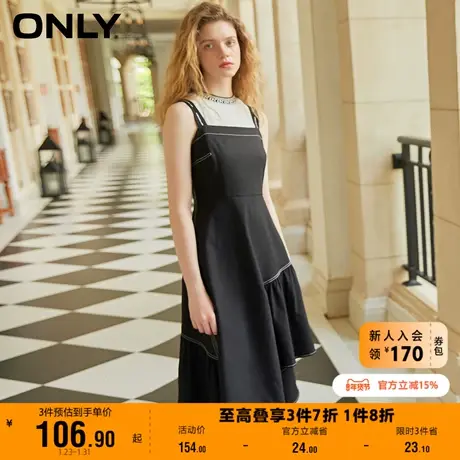 【上新】ONLY奥莱夏季时尚百搭方领中长款吊带连衣裙女商品大图