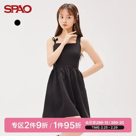 SPAO女士连衣裙夏季新款肩带蝴蝶结连衣裙SPOWC24S30图片