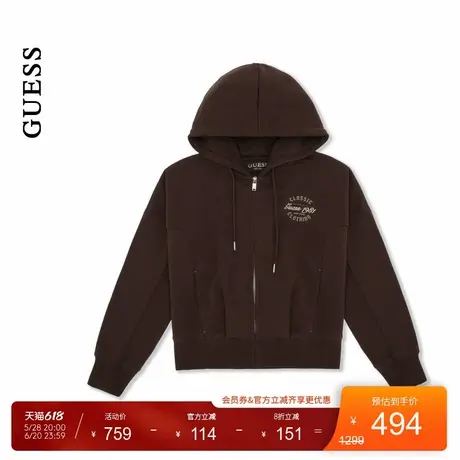 GUESS女士美式运动慵懒休闲拉链开襟卫衣-YO3K3494商品大图