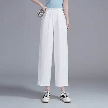 2025夏季新款高腰显瘦休闲裤女宽松百搭九分阔腿裤小个子哈伦裤子商品大图