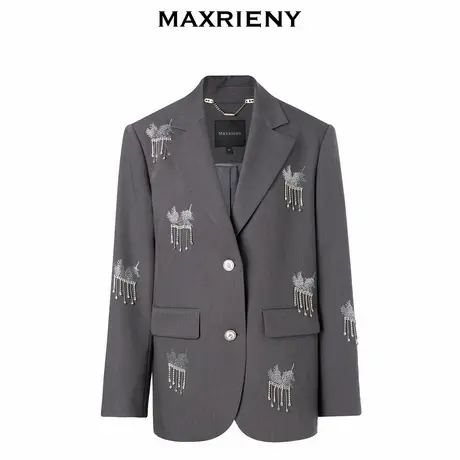 【奥莱】MAXRIENY精致廓形西服钻链外套女春图片