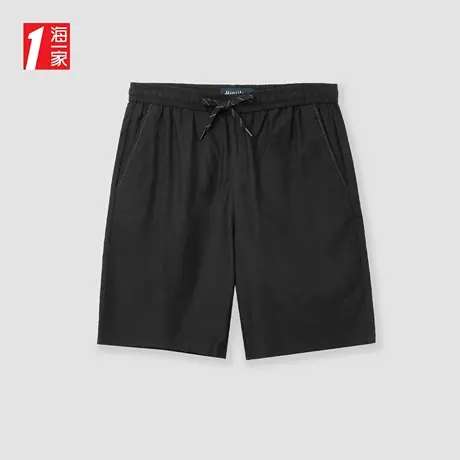 海一家简约抽绳五分裤2025夏季新款时尚花纹青年男士休闲中裤图片