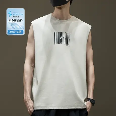 空气层冰感棉印花背心T恤男2025夏季新款宽松大码胖子坎肩体恤衫图片