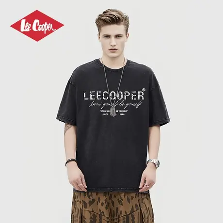 Lee Cooper/李库珀 百搭纯棉重磅圆领T恤男夏季新款透气休闲短袖图片