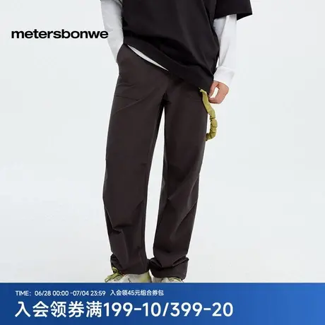 美特斯邦威男款2025年秋季新款时尚潮流宽松纯色直筒造型休闲长裤商品大图