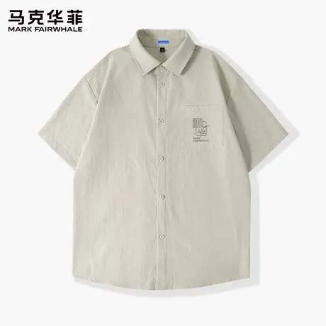 马克华菲男士短袖衬衫2025新款夏季凉感工装外套男日系复古寸衣X图片