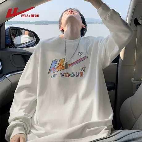 回力美式重磅圆领卫衣男士春秋季2025新款潮牌男生宽松休闲上衣服商品大图