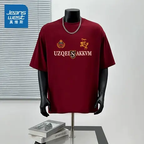 G2真维斯2025新款潮流休闲短T男士重磅220G纯棉宽松套头短袖T恤图片