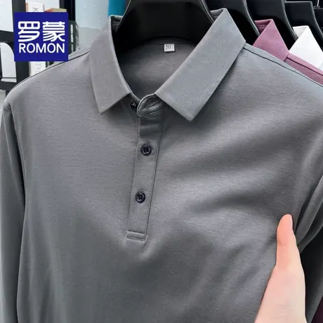 罗蒙男士长袖POLO衫春秋2025新款纯棉弹力商务休闲百搭上衣T恤男图片