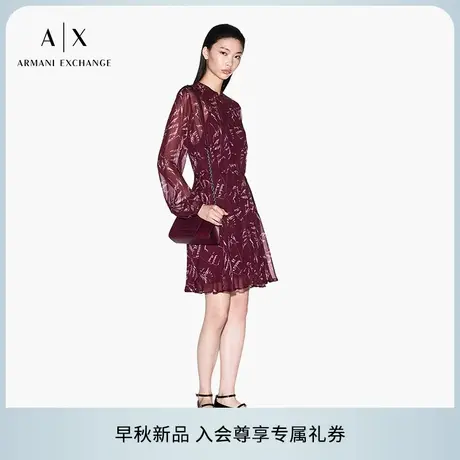 ARMANI EXCHANGE/阿玛尼2025早秋新款女士长袖印花收腰连衣裙官方图片
