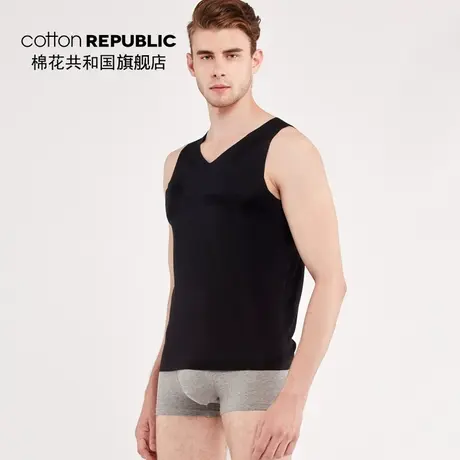 Cotton Republic/棉花共和国男士莫代尔随型裁无痕打底背心一件装商品大图