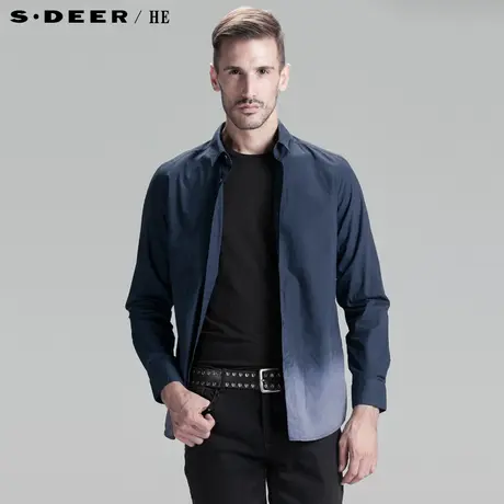 【上新】sdeerhe圣迪奥专柜正品男秋纯棉渐变男士长袖衬衫3370595图片