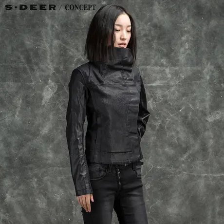 sdeer 圣迪奥女装现代感先锋皲裂外套上衣S16182274图片