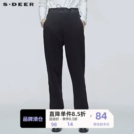 sdeer圣迪奥女装宽松个性系带收脚运动裤女裤直筒裤子S20180821图片