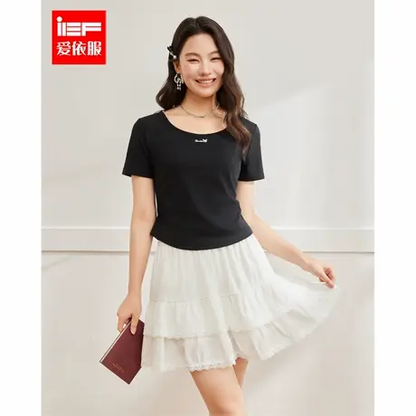 IEF/爱依服大码女装2025夏季新款短款镂空辣妹通勤设计感流行T恤图片