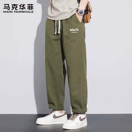 马克华菲美式纯棉工装裤子男款2025新款夏季薄款休闲阔腿长裤男X商品大图