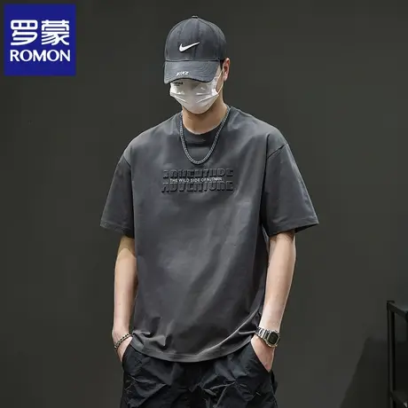 罗蒙夏季新款冰丝薄款短袖T恤衫男士宽松百搭美式潮牌休闲上衣N1Z图片
