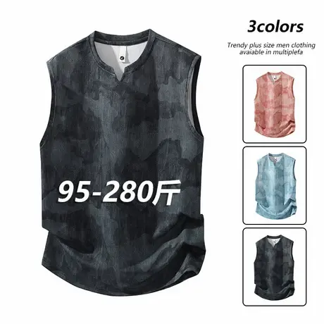 2025夏季新款男士背心冰丝薄款V领坎肩马甲时尚宽松休闲运动上衣商品大图