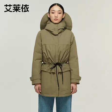 艾莱依官方正品商场同款秋冬连帽中长款羽绒服女户外时尚工装外套商品大图