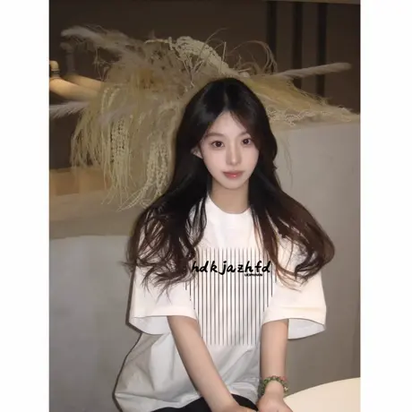 爆款纯棉白色重磅短袖t恤女2025新款夏季设计感小众美式半袖上衣商品大图