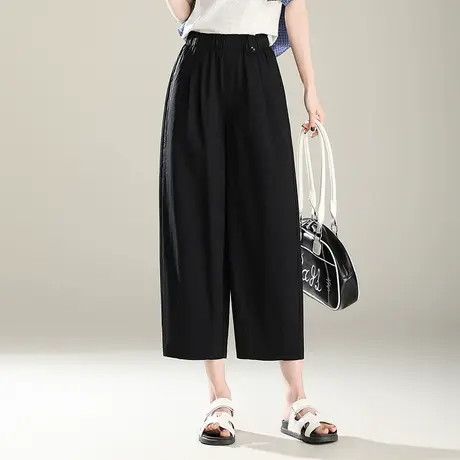 薄款松紧腰哈伦裤女夏季2025新款宽松天丝九分花苞裤小个子萝卜裤商品大图