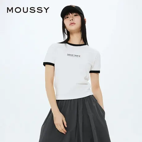 MOUSSY 夏季休闲通勤LOGO刺绣多色纯棉短袖T恤女28HSZ90-0621图片