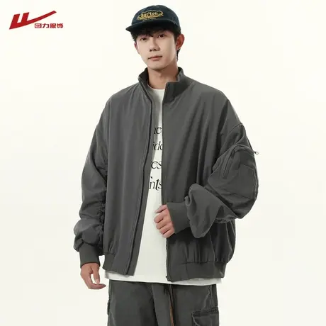 回力飞行员夹克外套男士春秋美式复古潮牌宽松休闲工装棒球服上衣商品大图