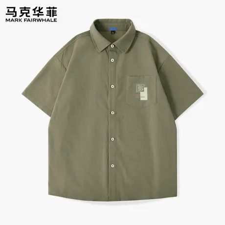 马克华菲冰丝短袖衬衫男休闲潮流夏天男装宽松时尚衬衣2025新款X图片
