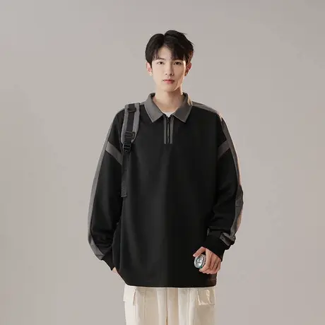 回力翻领卫衣男士春秋季2025新款潮牌重磅长袖polo衫休闲男生外套图片