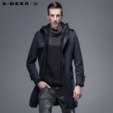 【新品】sdeerhe圣迪奥专柜正品男装休闲商务长款毛呢风衣2471834图片