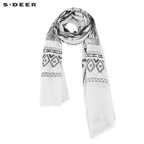 sdeer圣迪奥撞色印花流苏围巾S20383772图片