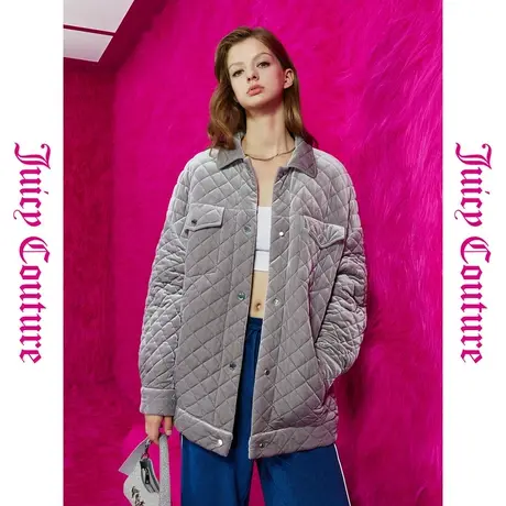 Juicy Couture橘滋春夏新款通勤雾灰扣棉丝绒女式外套棉衣棉服女商品大图