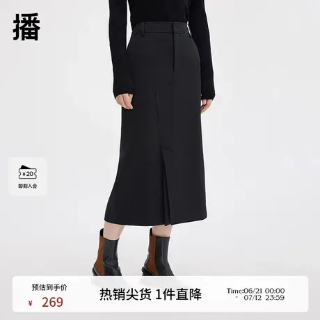 播不规则半身裙女商场同款冬季气质黑色裙子BDQ4BD1602商品大图