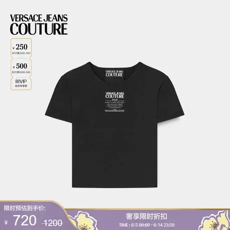 【季末优惠】VERSACE JEANS COUTURE 女士Warranty Logo短T恤商品大图