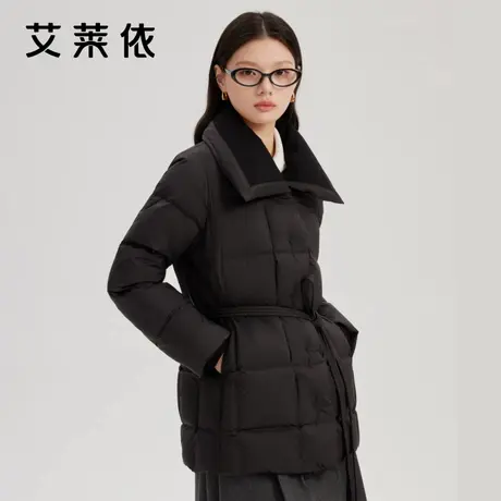 艾莱依女士羽绒服新款拼接领简约时尚百搭气质高级感短款外套正品商品大图