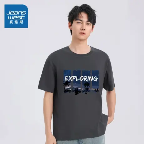 TM真维斯情侣装2025春季新款 时尚百搭男女同款宽松休闲短袖T恤衫图片