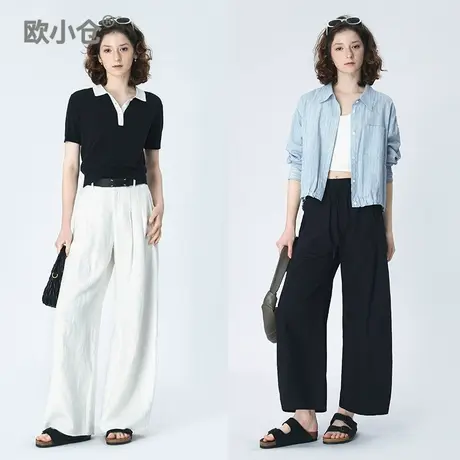 【李佳琦直播间】欧小仓 夏日亚麻阔腿长裤 + 清爽棉质九分气球裤图片