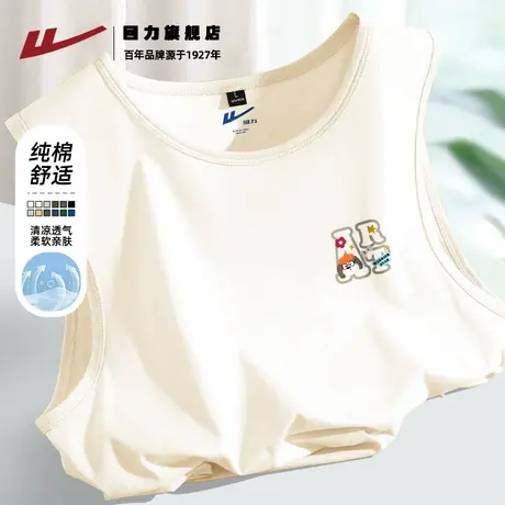 回力男生纯棉背心夏季百搭透气休闲运动坎肩宽松无袖男t恤情侣款K图片