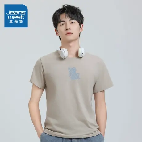 VO真维斯男装2025夏季新款 创意个性印花休闲宽松百搭圆领短T图片