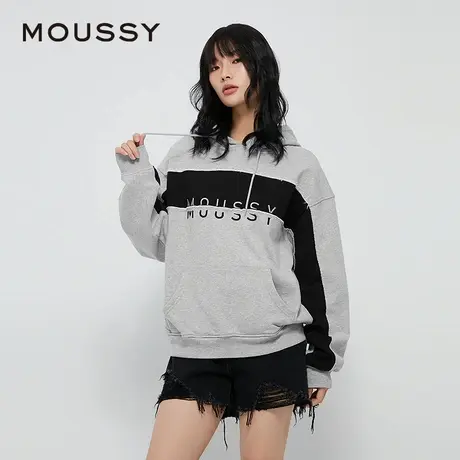 MOUSSY 夏季新品美式休闲分割拼接LOGO连帽卫衣028HAZ90-1381图片