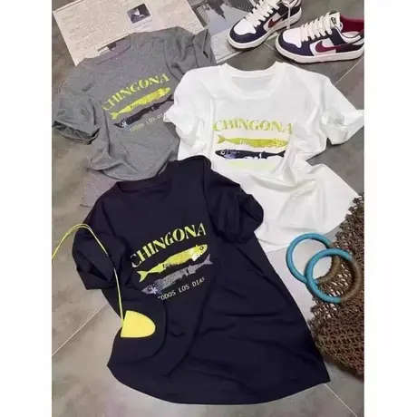 韩国东大门夏季新款美式圆领宽松百搭休闲字母印花短袖T恤上衣女商品大图