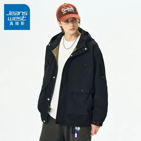 N5真维斯外套男2025秋季新款美式潮牌户外工装连帽男士春秋装夹克图片