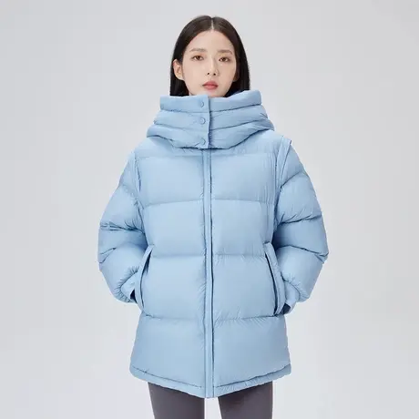 艾莱依奥莱冬季新款羽绒服中长款保暖舒适外套简约气质女连帽款商品大图